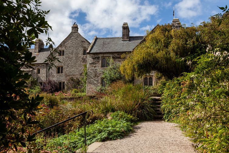 Front of the house on a September morning at Cotehele, Cornwall